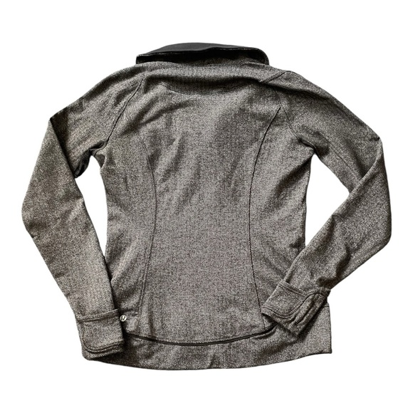 #103, Lululemon gray/ black tweed long sleeve 3/4 zip pullover top, size 10 - Picture 3 of 5